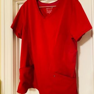 Healing Hands Red Scrub Top XL